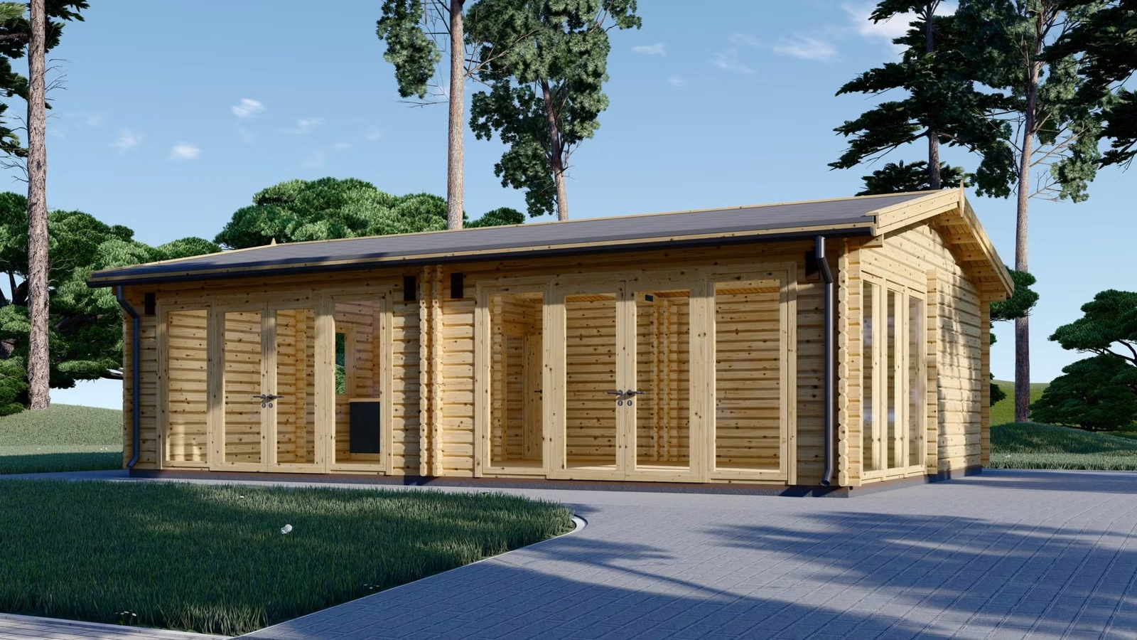 Drevený záhradný domček MARINA (44mm) 8m x 6m, 48 m²